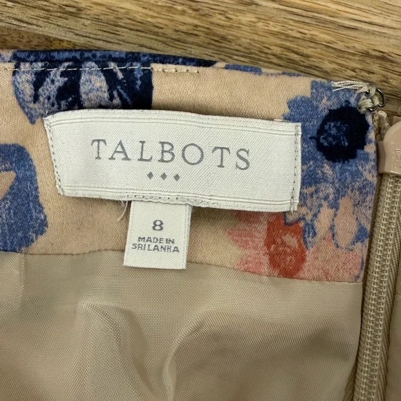 Talbots Floral Pencil Skirt Size 8 Classic Stretch Lined Workwear Spring - Picture 2 of 6